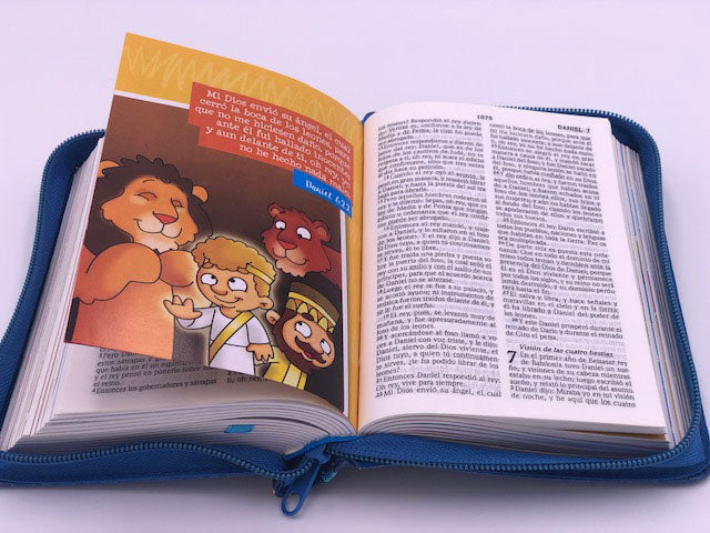 Biblia Mi Gran Viaje Reina Valera 1960 imitación Piel Azul Con Cierre
