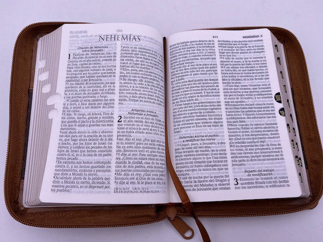 Biblia RVR60 Letra grande portatil cierre indice dos tonos marrón