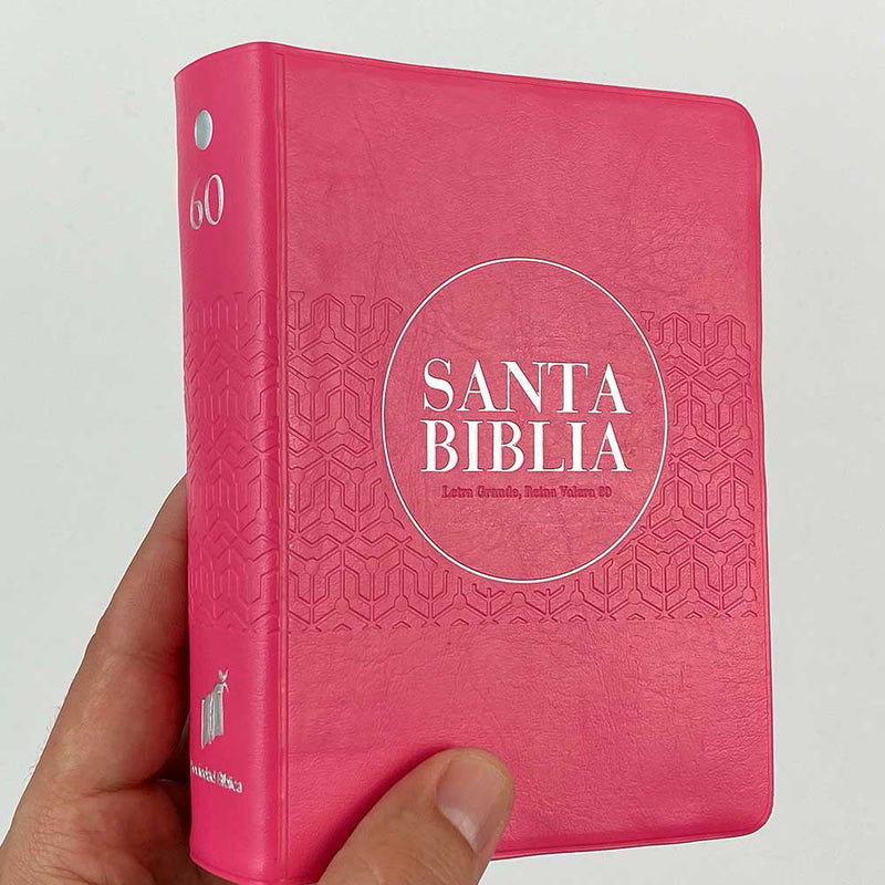 Biblia RVR60 bolsillo vinilo rosa con borde rosa