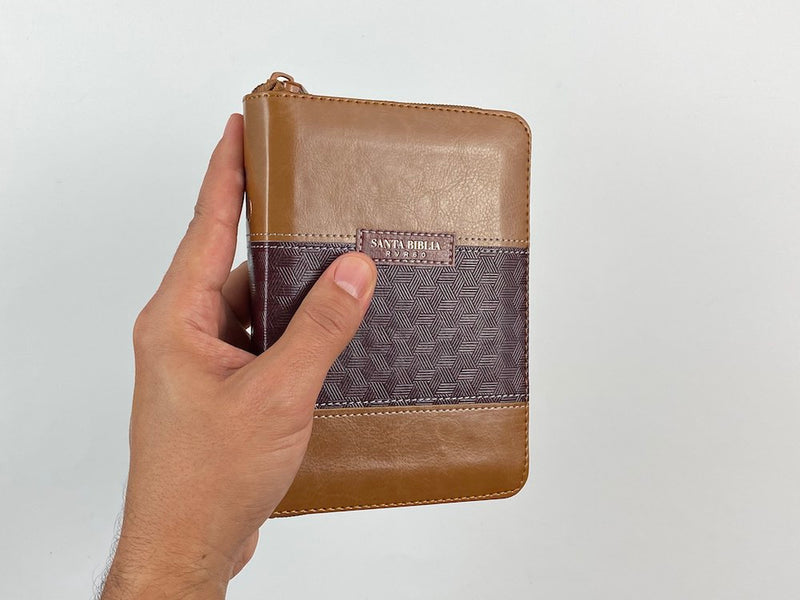 Biblia RVR60 bolsillo cierre indice dos tonos marrón