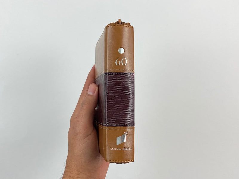 Biblia RVR60 bolsillo cierre indice dos tonos marrón