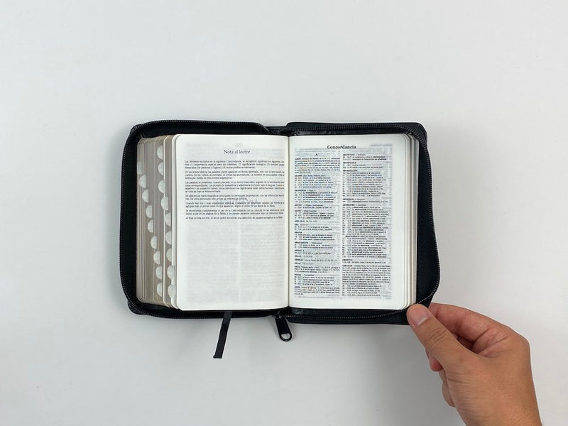 Biblia RVR60 bolsillo cierre indice negro/marrón