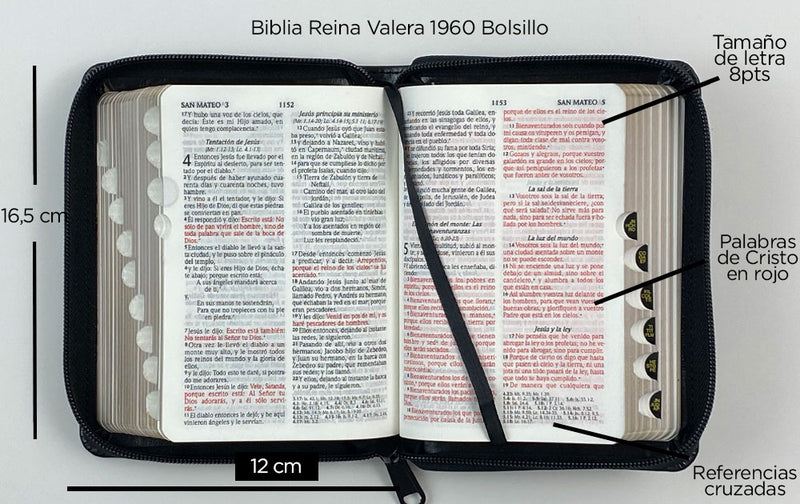 Biblia RVR60 bolsillo cierre indice negro/marrón