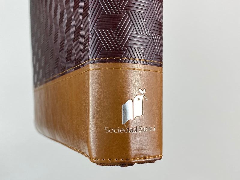 Biblia RVR60 Letra Super Gigante cierre e indice dos tonos marrón borde dorado