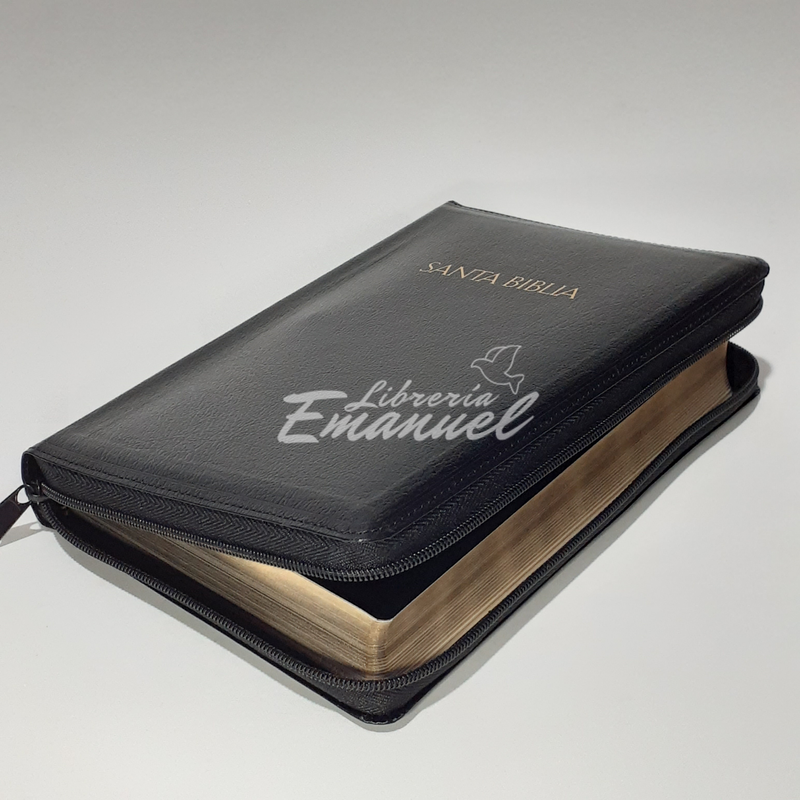 RVR 1960 Biblia Letra Grande Tamaño Manual, negro piel fabricada, con cierre