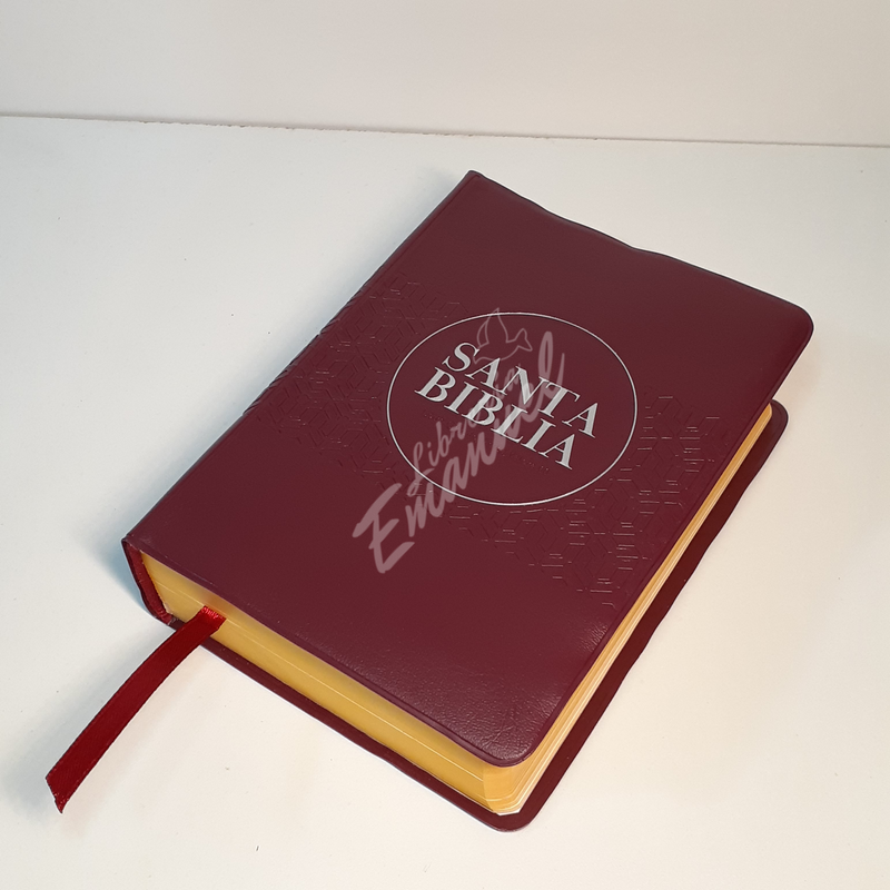 Biblia RVR60 bolsillo vinilo vino con borde amarillo