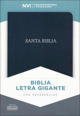 NVI Biblia Letra Gigante negro, piel fabricada con índice