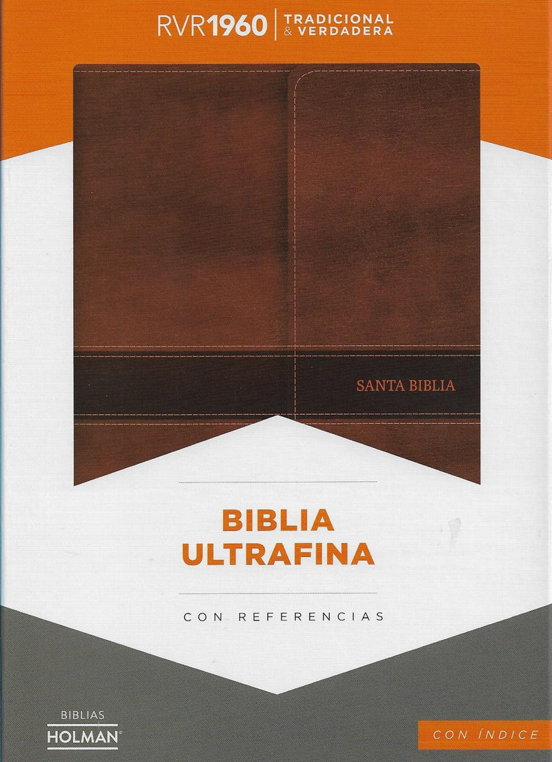 RVR 1960 Biblia Ultrafina, marrón símil piel con indice y solapa con imán
