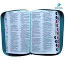 Biblia RVR60 Tamaño manual letra grande cierre/índice turquesa / mariposas con canto pintado