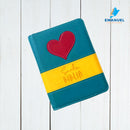 Biblia Tamaño Bolsillo RVR1960 Letra mediana con cierre /turquesa-amarillo con corazón