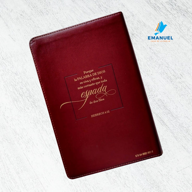 Biblia RVR60 Tamaño manual letra grande cierre/índice marrón/ marrón con espada