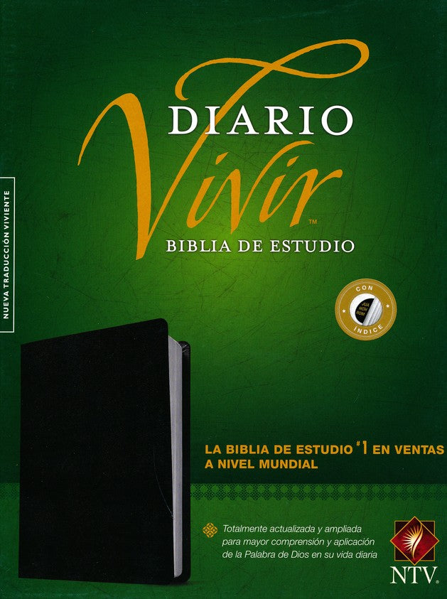 Biblia de estudio Diario Vivir NTV piel Negro con índice