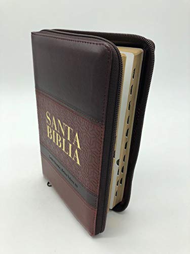 Biblia RVR60 Tamaño manual letra grande cierre/índice piel italiana marrón/café