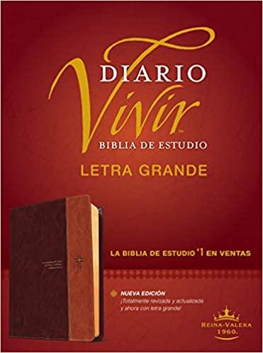 Biblia de estudio del diario vivir RVR60, letra grande (Letra Roja, SentiPiel, Café/Café claro)