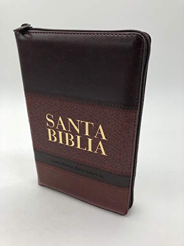 Biblia RVR60 Tamaño manual letra grande cierre/índice piel italiana marrón/café