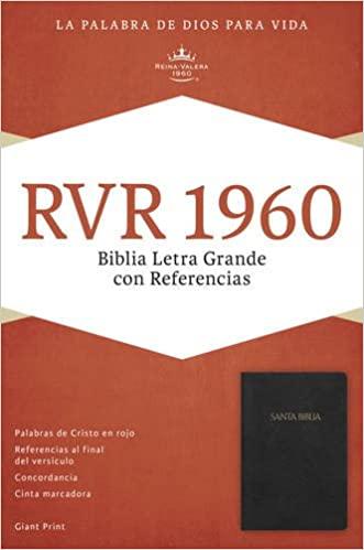 RVR 1960 Biblia Letra Grande Tamaño Manual, negro piel fabricada con índice y cierre