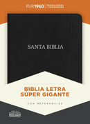RVR 1960 Biblia Letra Súper Gigante negro, piel fabricada con índice