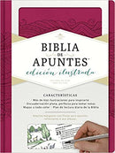 RVR 1960 Biblia de apuntes, edición ilustrada, símil piel rosado