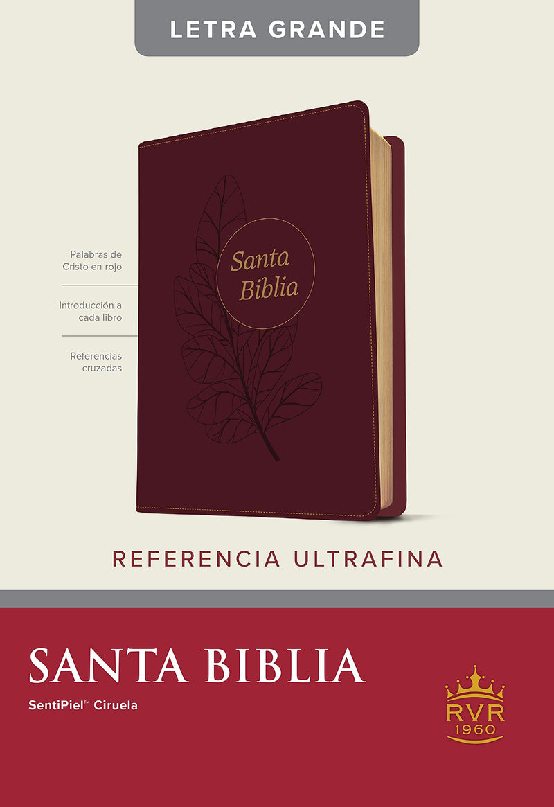 Santa Biblia RVR60, Edición de referencia ultra fina, letra grande (Letra Roja, SentiPiel, Ciruela)