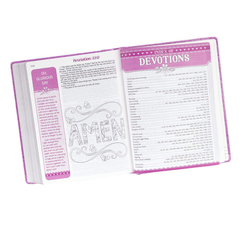 Holy Bible, My Creative Bible For Girls, Purple Glitter Hardcover Bible