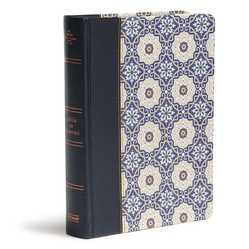 Biblia Reina Valera 1960 de apuntes. Letra grande, piel fabricada y mosaico crema y azul