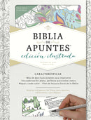 RVR 1960 Biblia de apuntes, edición ilustrada, blanco en tela para colorear