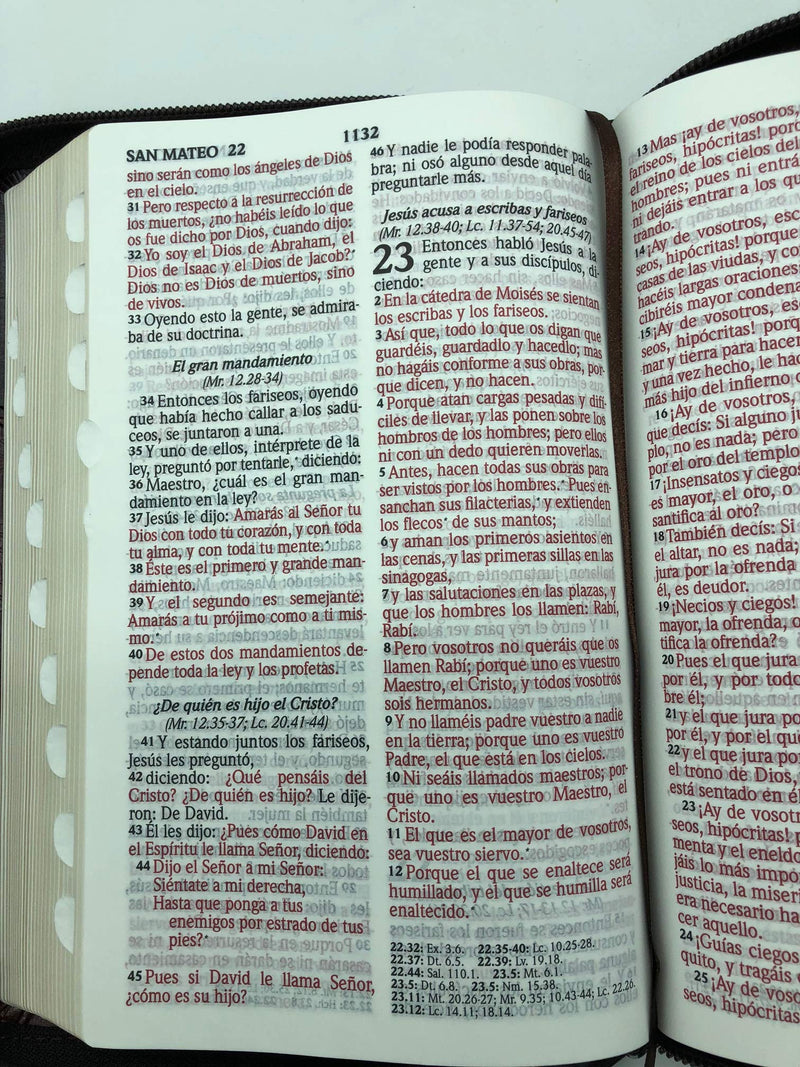 Biblia RVR60 Tamaño manual letra grande cierre/índice piel italiana marrón/café