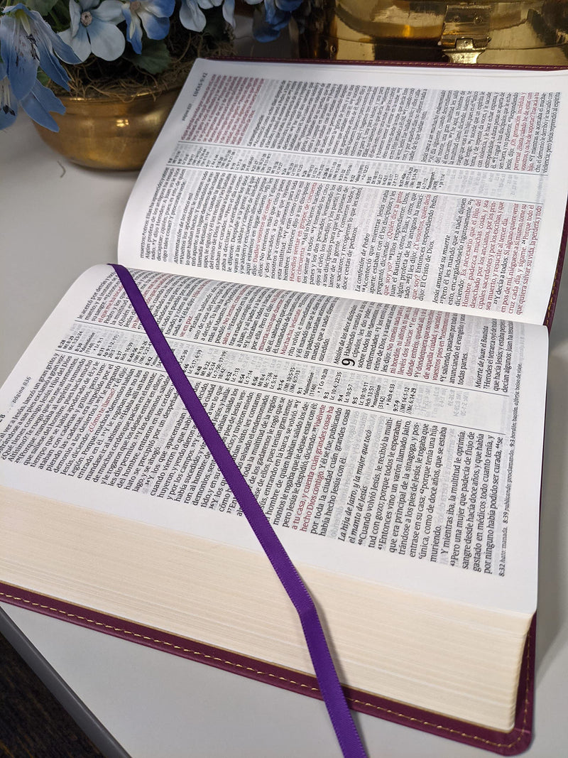 Santa Biblia RVR60, Edición de referencia ultra fina, letra grande (Letra Roja, SentiPiel, Ciruela)
