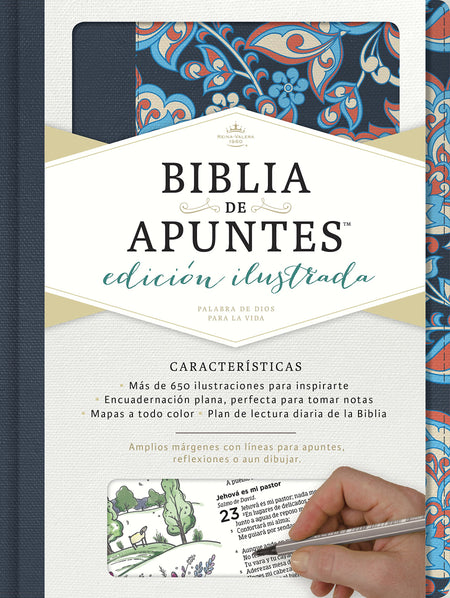 RVR 1960 Biblia de apuntes, edición ilustrada, tela en rosado y azul