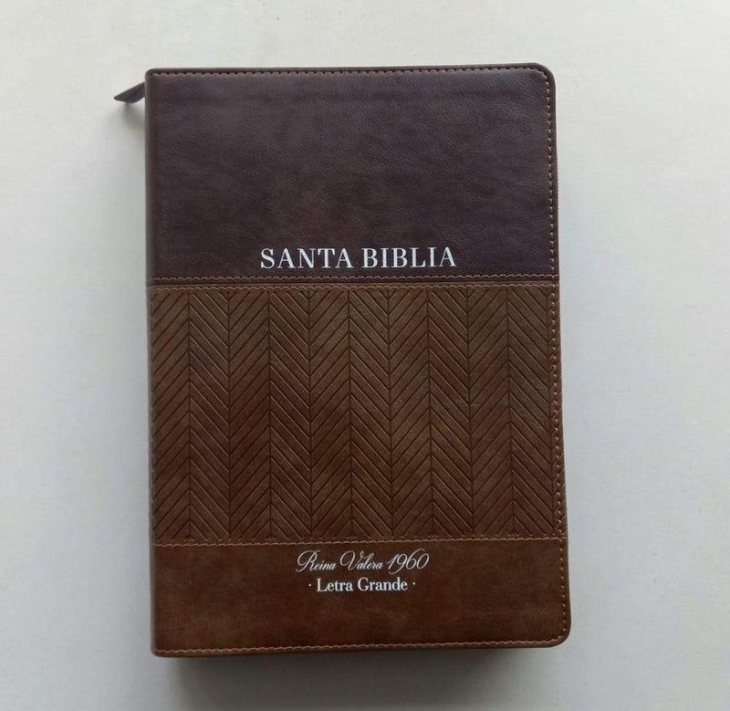 Biblia Letra Gigante Con Cierre Con Índice RVR 1960 / Marrón- café geométrico