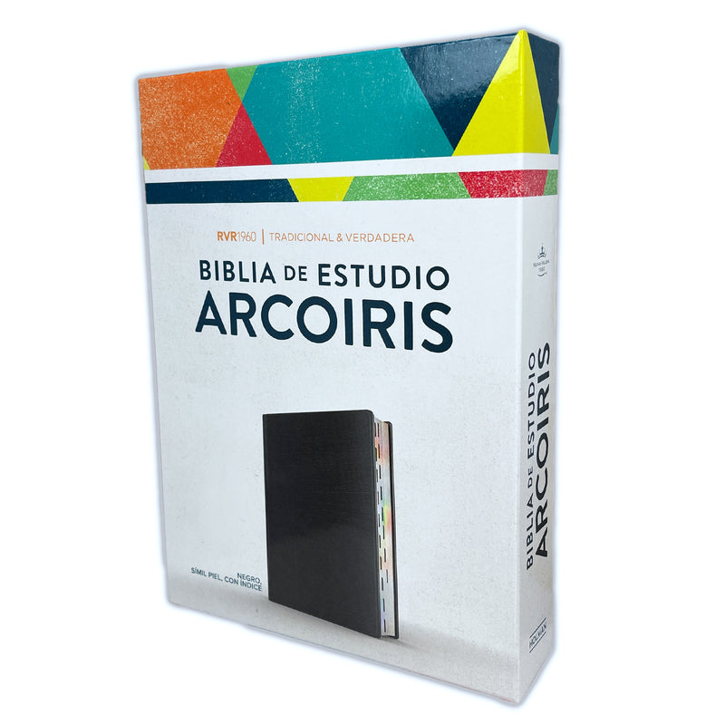 RVR 1960 Biblia de Estudio Arco Iris, negro imitación piel