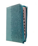 Biblia Letra Grande con Cierre Reina-Valera 1960, imit. piel tamaño manual, turquesa con índice