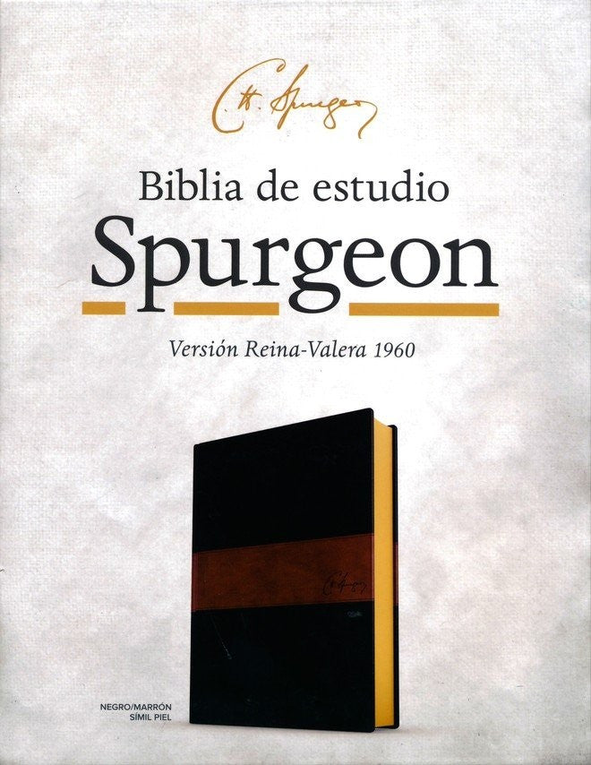 RVR 1960 Biblia de estudio Spurgeon, negro/marrón símil piel