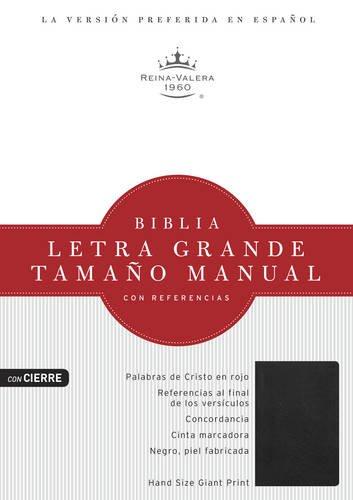 RVR 1960 Biblia Letra Grande Tamaño Manual, negro piel fabricada, con cierre