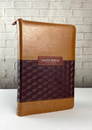 Biblia RVR60 Letra grande tamaño manual cierre índice dos tonos marrón