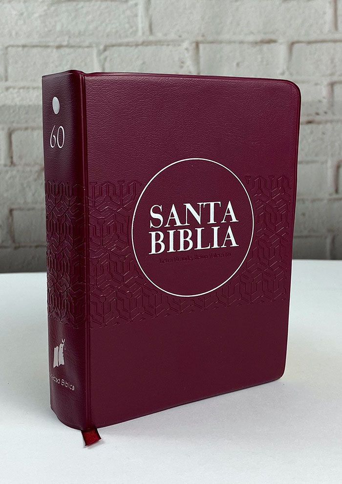 Biblia RVR60 bolsillo vinilo vino con borde amarillo