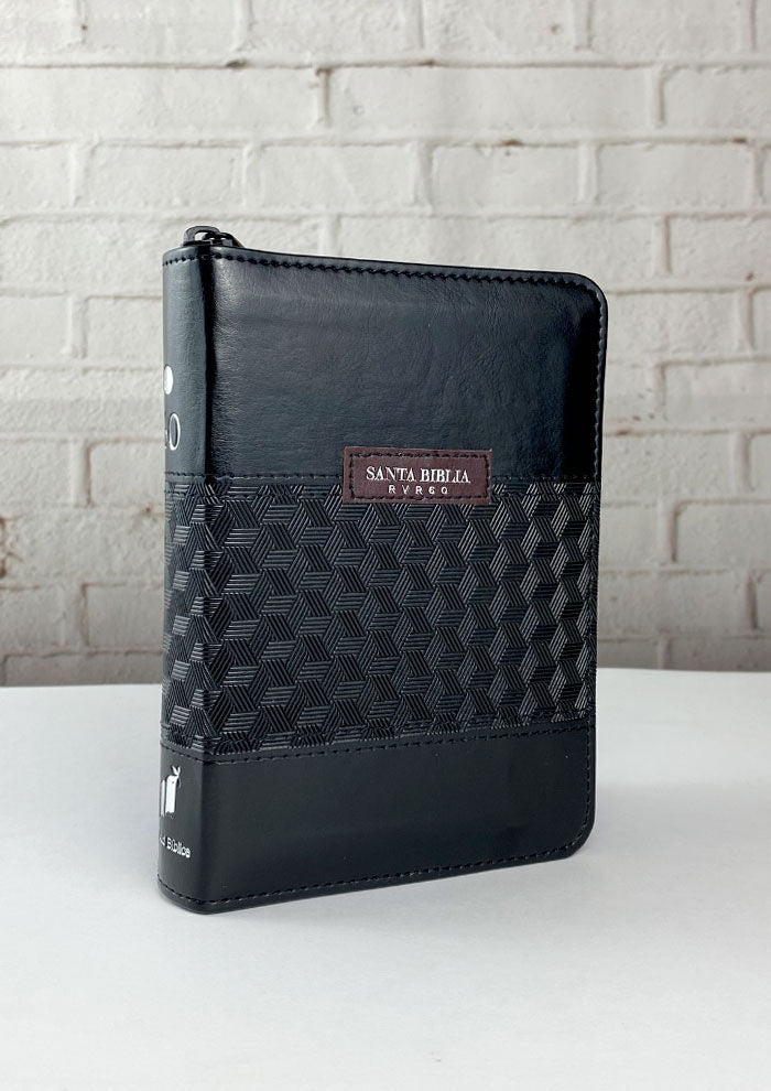 Biblia RVR60 bolsillo cierre indice negro/marrón