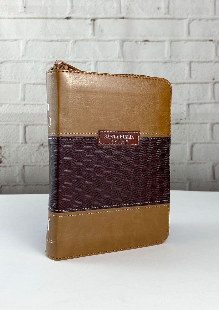 Biblia RVR60 bolsillo cierre indice dos tonos marrón