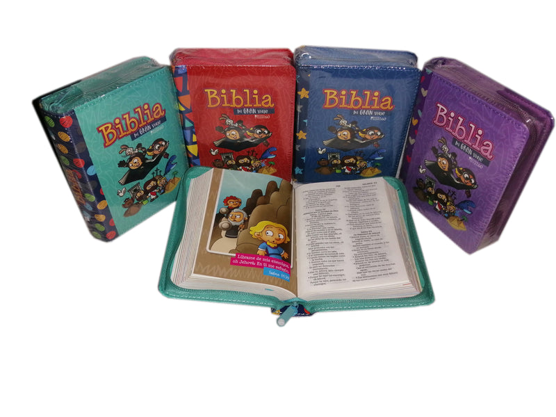 Biblia Mi Gran Viaje Reina Valera 1960 imitación Piel Azul Con Cierre