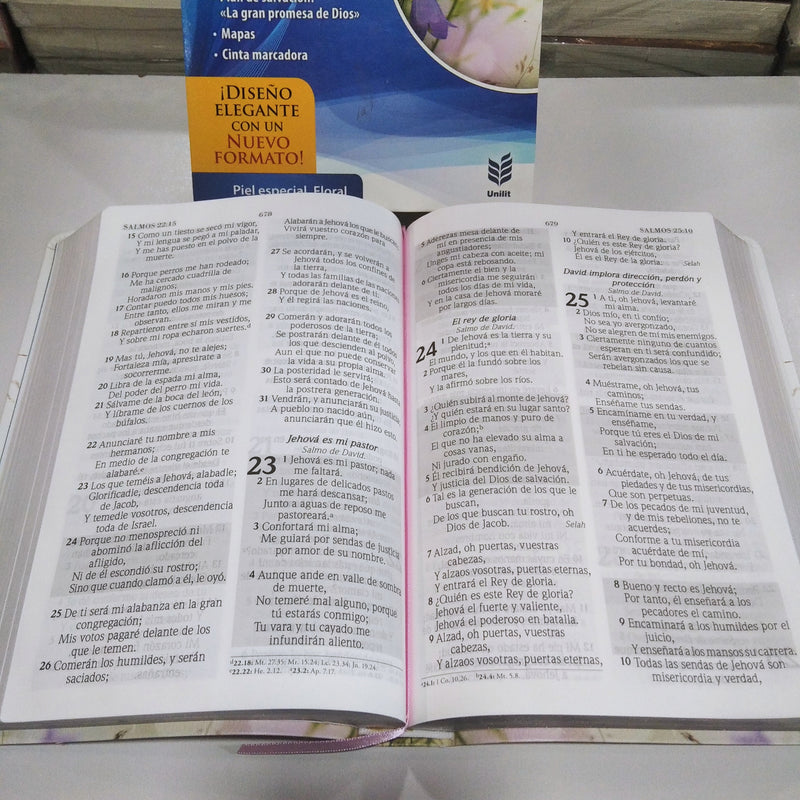 BIBLIA DE PROMESAS / LETRA GRANDE / PIEL ESPECIAL FLORAL