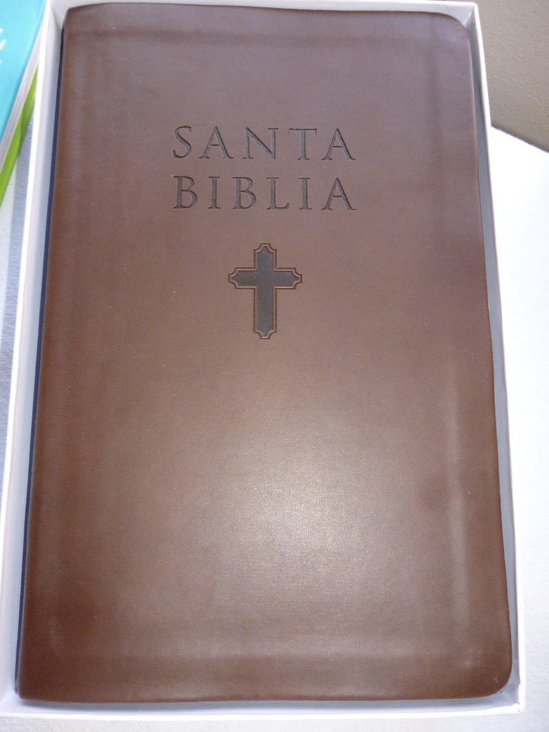Biblia RVR60 Letra Grande Tamaño Personal Piel Italiana Diseño Especial Café (Caja)